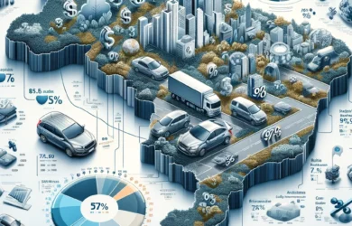 Infográfico detalhado mostrando o mapa do Brasil com diferentes estados e regiões, cada um indicando taxas variadas de seguro auto.